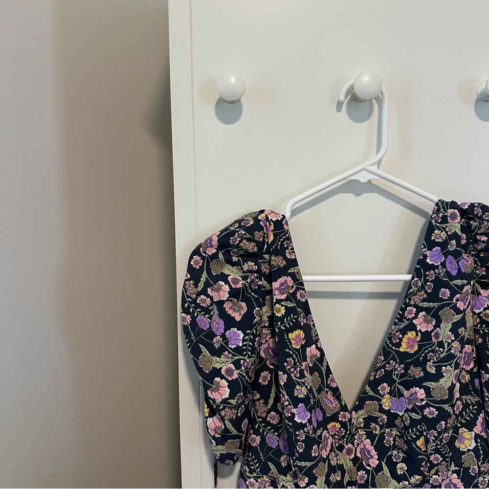 Topshop Floral Print Dress with V-Neck